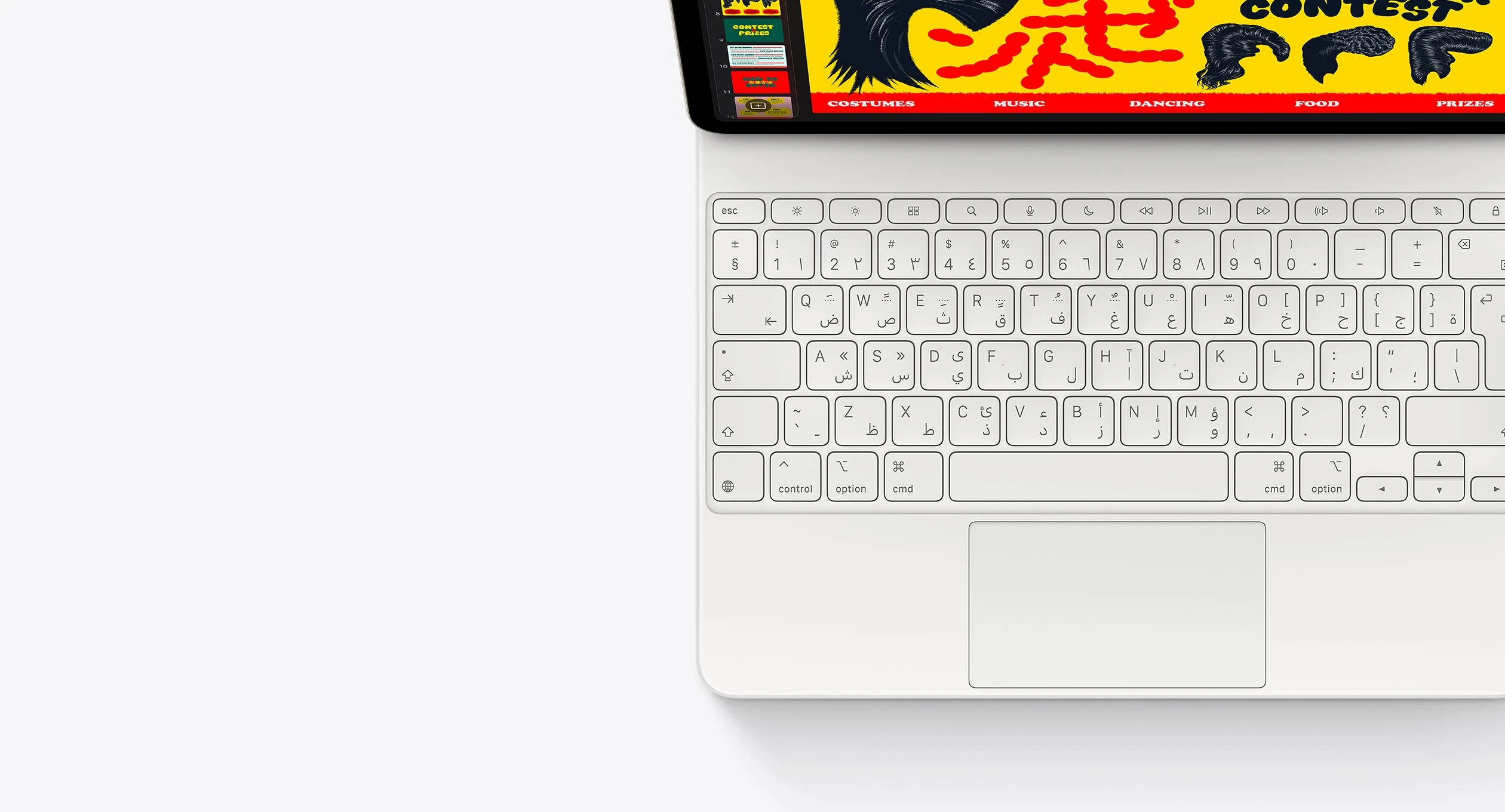 iPad Air attached to a white Magic Keyboard